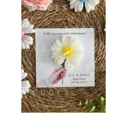 10 Adet Özel Tasarlanmış Kart Ve Papatya Mum. Bebek Doğum, Babyshower, Doğum Günü, Hediyelik