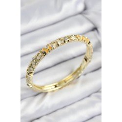 Özel Mineli Pirinç Zirkon Taşlı Sarı Krem Çiçek Motifli Gold Kadın Kelepçe Fırsat!!!