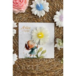 10 Adet Özel Tasarlanmış Kart Ve Papatya Mum. Bebek Doğum, Babyshower, Doğum Günü, Hediyelik