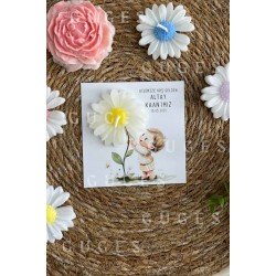10 Adet Özel Tasarlanmış Kart Ve Papatya Mum. Bebek Doğum, Babyshower, Doğum Günü, Hediyelik