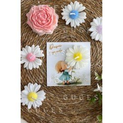 10 Adet Özel Tasarlanmış Kart Ve Papatya Mum. Bebek Doğum, Babyshower, Doğum Günü, Hediyelik