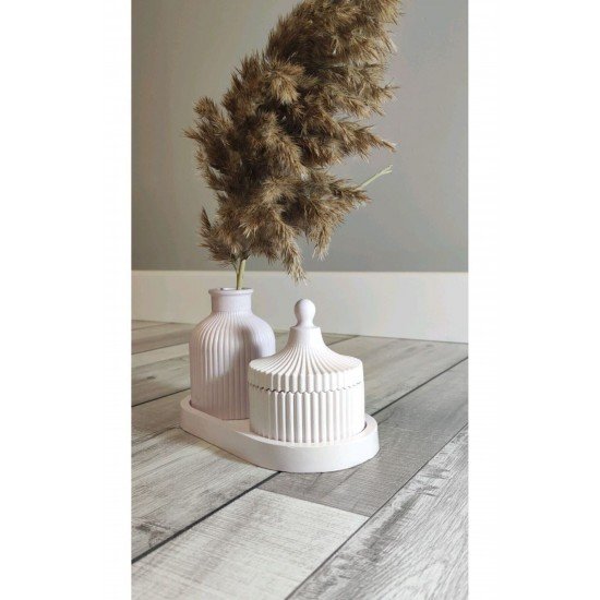 Beyaz Renk Özel Tasarım Takı Kutusu Ve Vazo Standlı Aksesuar Seti