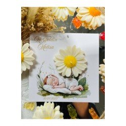 20 Adet Özel Tasarlanmış Kart Ve Papatya Mum. Bebek Doğum, Babyshower, Doğum Günü, Hediyelik