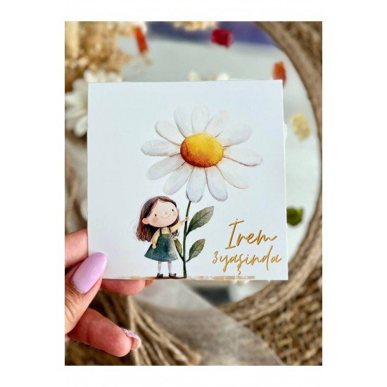 20 Adet Özel Tasarlanmış Kart Ve Papatya Mum. Bebek Doğum, Babyshower, Doğum Günü, Hediyelik