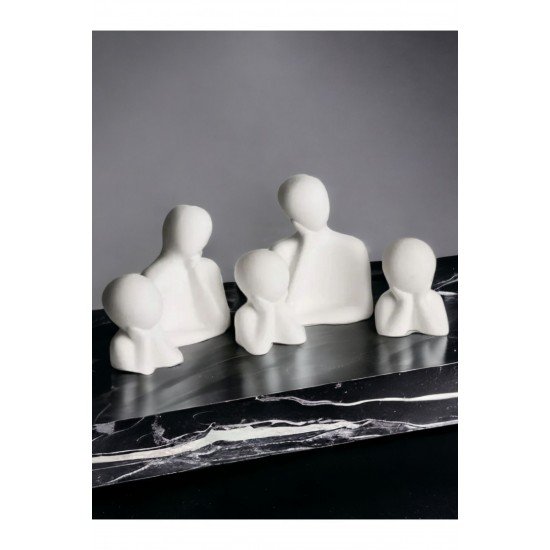 Aile Biblo Seti Üç Çocuklu Dekoratif Biblo Seti