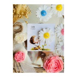 12 Adet Özel Tasarlanmış Kart Ve Papatya Mum. Bebek Doğum, Babyshower, Doğum Günü, Hediyelik