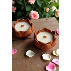 2' li Lotus Model Kiremit Rengi Beton Mum Seti