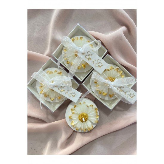 40 Adet Nikah Şekeri Söz Nişan Kına Nikah Düğün Doğum Günü Hediyeliği Papatya Mum