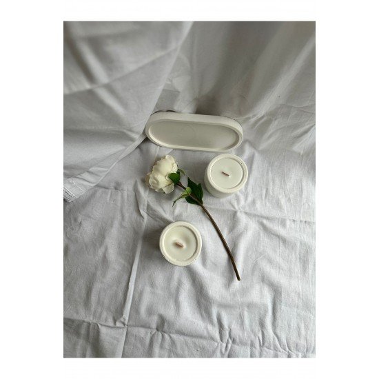 Beton Saksılı Kokulu Mum 3'lü Set