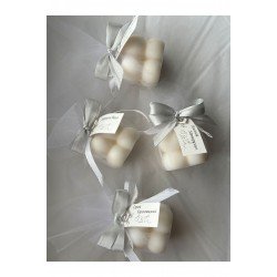 15 Adet Mini Kurdeleli Tüllü Mum Düğün Nişan Söz Hediyeliği