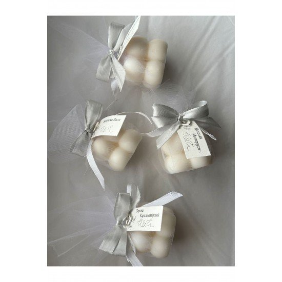 15 Adet Mini Kurdeleli Tüllü Mum Düğün Nişan Söz Hediyeliği