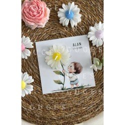 10 Adet Özel Tasarlanmış Kart Ve Papatya Mum. Bebek Doğum, Babyshower, Doğum Günü, Hediyelik