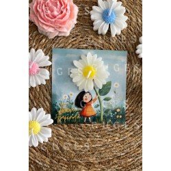 10 Adet Özel Tasarlanmış Kart Ve Papatya Mum. Bebek Doğum, Babyshower, Doğum Günü, Hediyelik