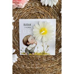 10 Adet Özel Tasarlanmış Kart Ve Papatya Mum. Bebek Doğum, Babyshower, Doğum Günü, Hediyelik