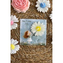 10 Adet Özel Tasarlanmış Kart Ve Papatya Mum. Bebek Doğum, Babyshower, Doğum Günü, Hediyelik