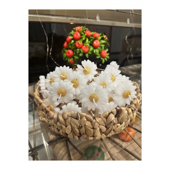 El Yapımı Papatya Şeklinde Kokulu Mum – Düğün, Nişan, Söz, Nikah ve Özel Gün Hediyelik 1 Adet