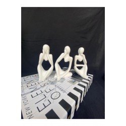 Nordic Tarzı Pinterest 3'lü Heykel Seti , Soyut Düşünen Adam Heykel Biblo Aksesuar Seti