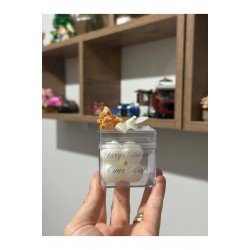 Özel Düğün Lüks Mini Çiçekli Bubble Mum – Krem Kurdela Süslemeli 10 Adet