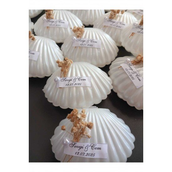 Pinterest Kutulu Istiridye Mum Düğün, Nişan , Söz ,kına , Mevlüt , Doğum Günü , Hediyelik- 10 Adet