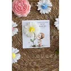 12 Adet Özel Tasarlanmış Kart Ve Papatya Mum. Bebek Doğum, Babyshower, Doğum Günü, Hediyelik