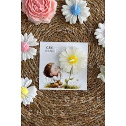 12 Adet Özel Tasarlanmış Kart Ve Papatya Mum. Bebek Doğum, Babyshower, Doğum Günü, Hediyelik