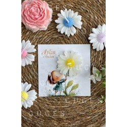 12 Adet Özel Tasarlanmış Kart Ve Papatya Mum. Bebek Doğum, Babyshower, Doğum Günü, Hediyelik