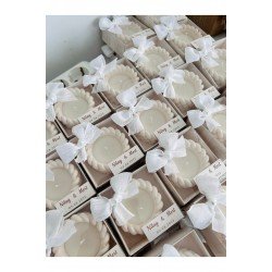 Nikah Nişan Düğün İsime Etiket Süsleme Pinterest Kurdele Kutulu Burgu Model Mum Beyaz - 1 Adet