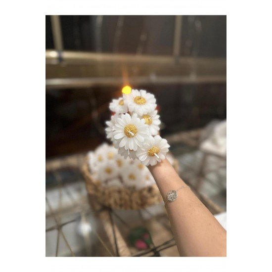 El Yapımı Papatya Şeklinde Kokulu Mum – Düğün, Nişan, Söz, Nikah ve Özel Gün Hediyelik 1 Adet