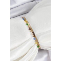 Özel Çelik Gold Renk Renkli Kristal Taşlı Kadın Bileklik Fırsat!!!