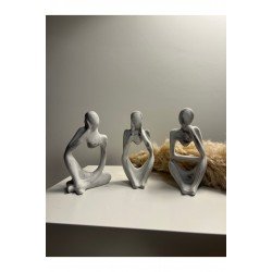 Dekoratif Mermer Desenli 3’lü Düşünen Soyut Obje