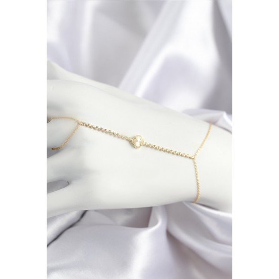 Özel Pirinç Zirkon Taşlı Yonca Model Gold Renk Şahmeran Fırsat!!!