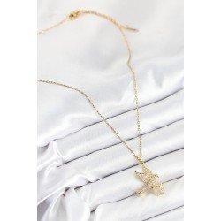 Özel Çelik Zirkon Taşlı Yüzüklü Kuş Model Gold Renk Kadın Kolye Fırsat!!!
