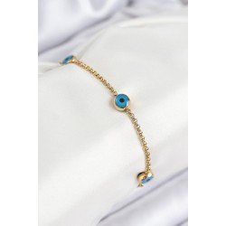 Özel Çelik Nazar Boncuğu Model Gold Renk Kadın Bileklik Fırsat!!!