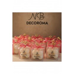 Kutulu Bubble Mum Pembe - Mavi 10 Adet Nikah Nişan Kına Hediyelik