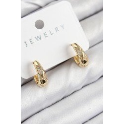 Özel Pirinç Zirkon Taş Desenli Model Gold Renk Kadın Küpe Fırsat!!!