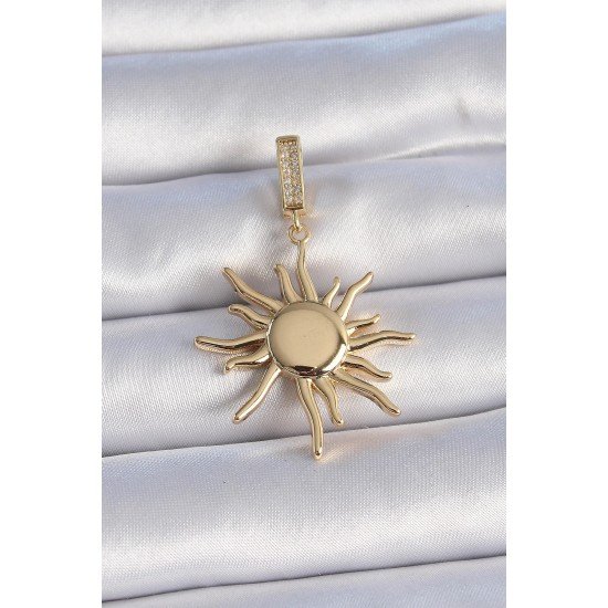 Özel Pirinç Gold Renk Zirkon Taş Detaylı Güneş Model Ajda Charm Fırsat!!!