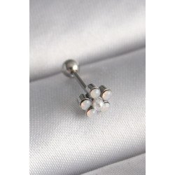 Özel Çelik Renk Zirkon Taşlı Çiçek Model Tragus Piercing Fırsat!!!