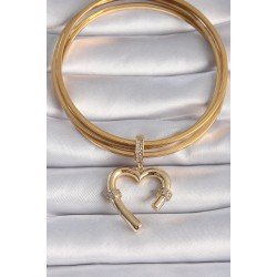 Özel Pirinç Gold Renk Zirkon Taş Detaylı Kalp Figür Ajda Charm Fırsat!!!