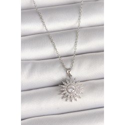 Özel Çelik Renk Zincir Zirkon Taşlı Güneş Model Kadın Kolye Fırsat!!!