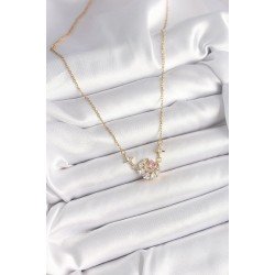 Özel Çelik Gold Renk Zirkon Taşlı Hilal Pembe Kalp Model Kadın Kolye Fırsat!!!