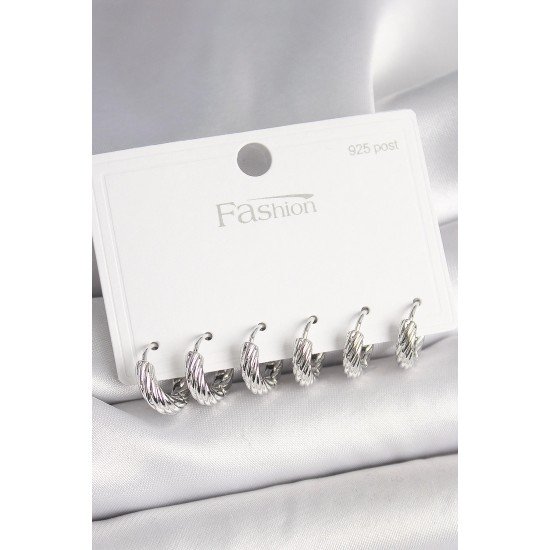 Özel 925 Ayar Çivi Pirinç Renk İşlemeli Halka Model Kadın Küpe Seti Fırsat!!!