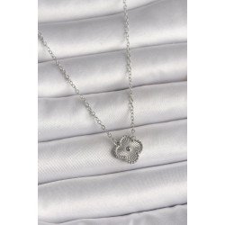 Özel Çelik Renk İşleme Detaylı Yonca Model Kadın Kolye Fırsat!!!