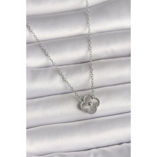 Özel Çelik Renk İşleme Detaylı Yonca Model Kadın Kolye Fırsat!!!