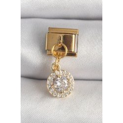 Özel Çelik Gold Renk Sallantı Daire Zirkon Taşlı Nomination Charm Fırsat!!!