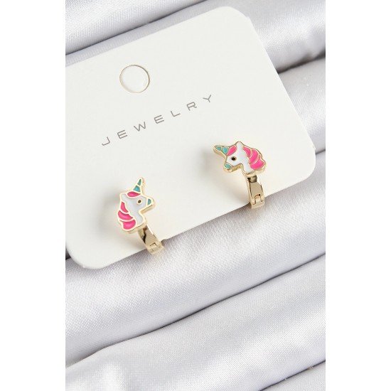 Özel Pirinç Unıcorn Model Gold Renk Çocuk Küpe Fırsat!!!