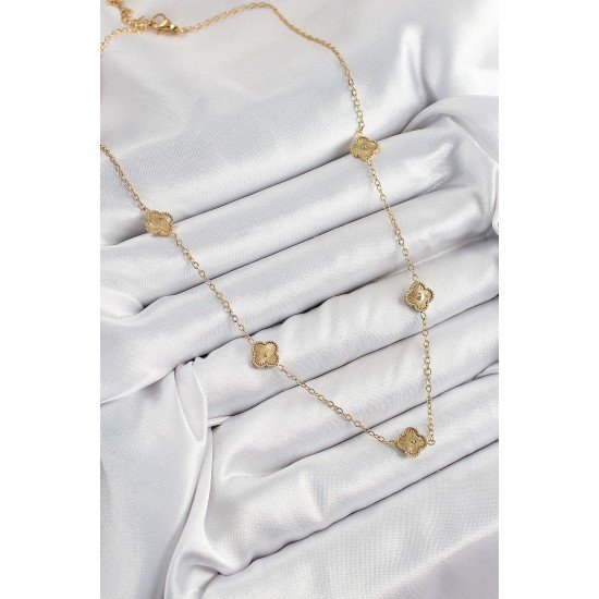 Özel Çelik Yonca Model Gold Renk Kadın Kolye Fırsat!!!