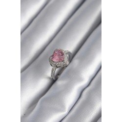 Özel Renk Pembe Zirkon Taşlı Charm Kalp Model Kadın Yüzük Fırsat!!!
