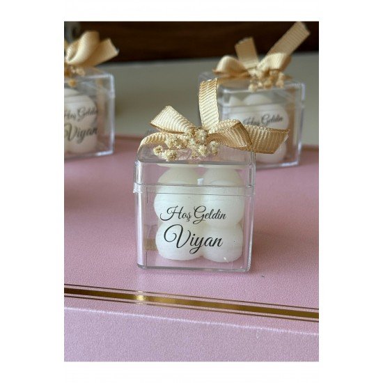 Hediyelik Kutulu Mumlar Çiçekli Buble , Nikah Şekeri, Doğum, Sünnet, Düğün Nişan Söz 10 Adet.