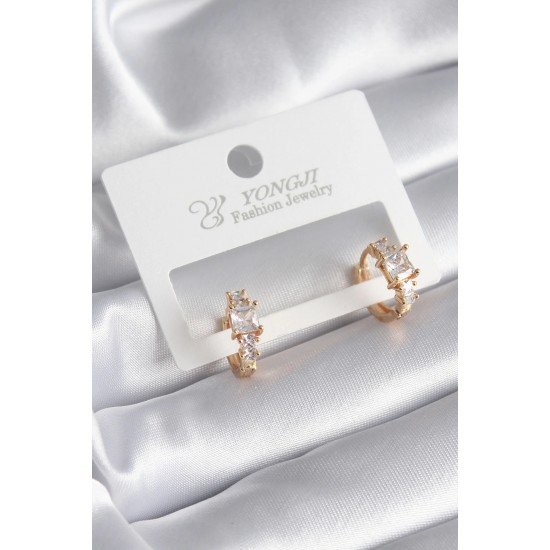 Özel Pirinç Gold Renk Zirkon Taşlı Kadın Küpe Fırsat!!!