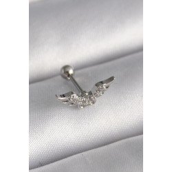 Özel Çelik Renk Zirkon Taş Detay Kanat Model Tragus Piercing Fırsat!!!